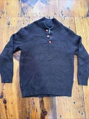 Jetty Tack Henley Sweater Crewneck Button-Placket Knit Size Medium